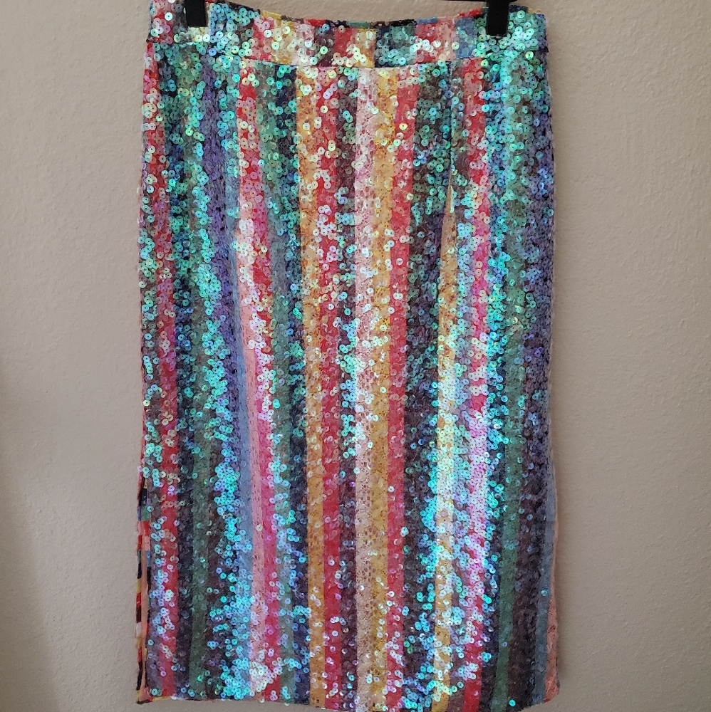 Anthropologie double slit midi high waisted skirt